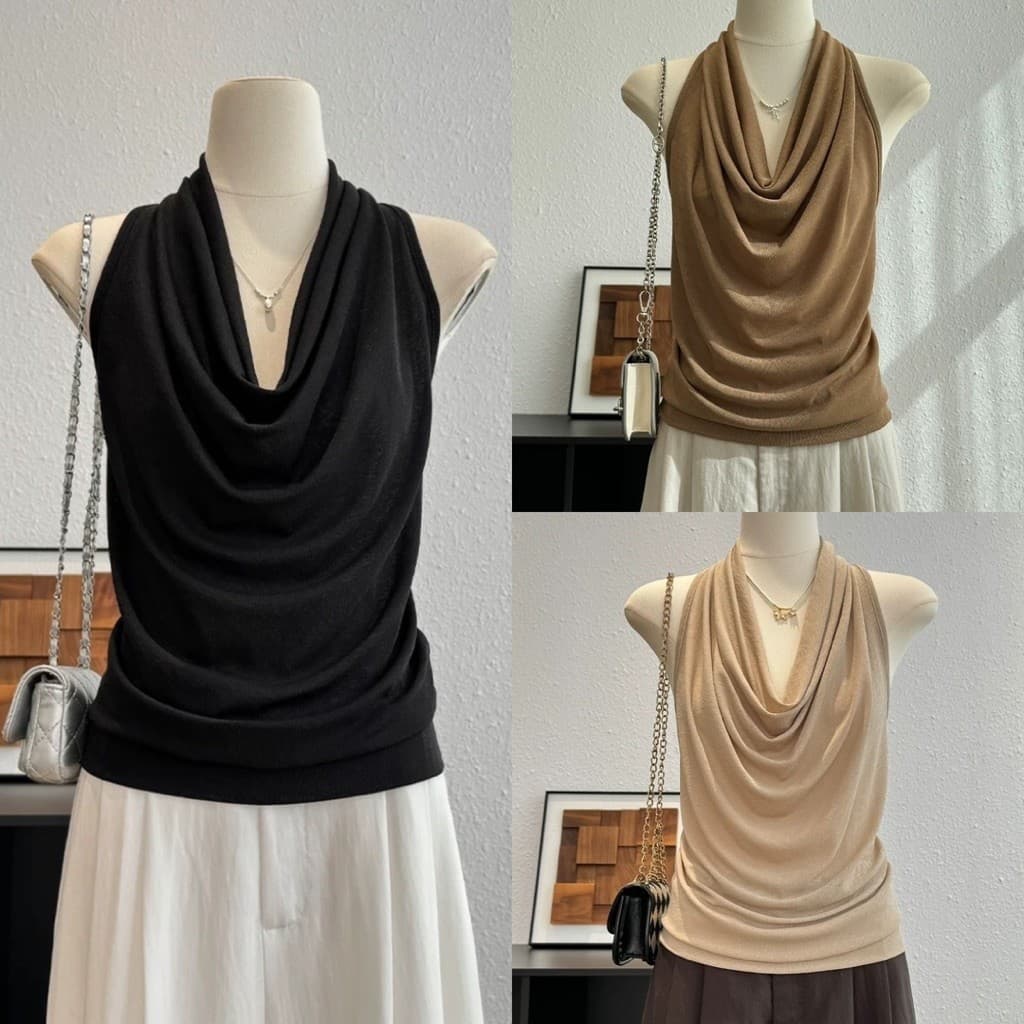 [BIGSIZE L-4XL] Áo Yếm Bigsize Nữ Thiết Kế Cổ Đổ Form Ôm Eo Tôn Dáng Màu Basic Gợi Cảm