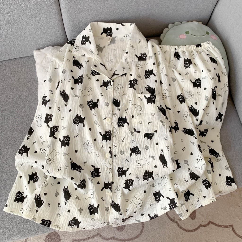 SẴN NOEL MÈO XINH [BIGSIZE 2XL-6XL] Bộ Đồ Ngủ Bigsize Nữ Dài Tay Hoạ Tiết Ngộ Nghĩnh Dễ Thương Thu Đông 2026