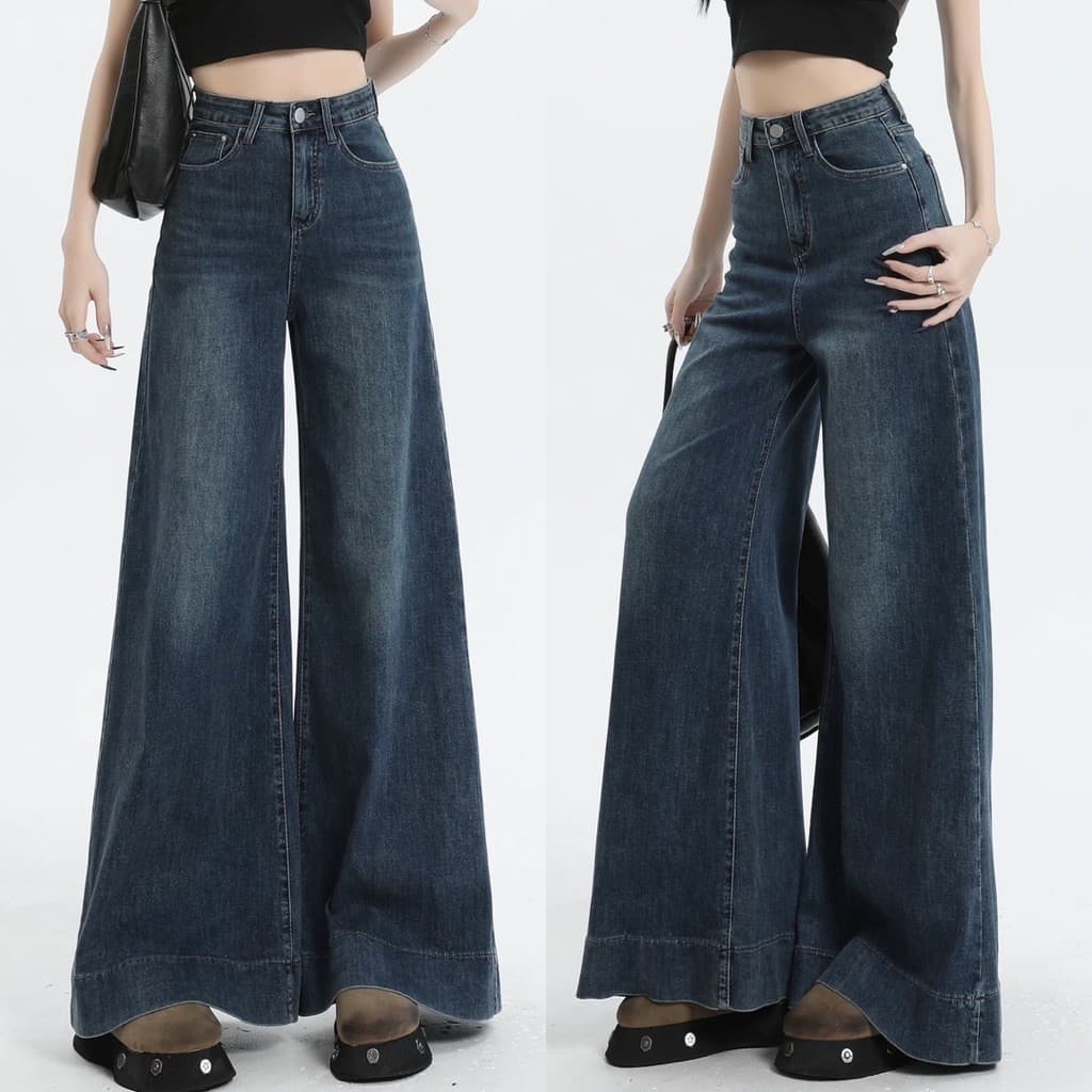 [BIGSIZE L-5XL] Quần Jeans Bigsize Cạp Cao Ống Rộng Dáng Dài Hack Chân Siêu Khéo Phối Đồ Cá Tính
