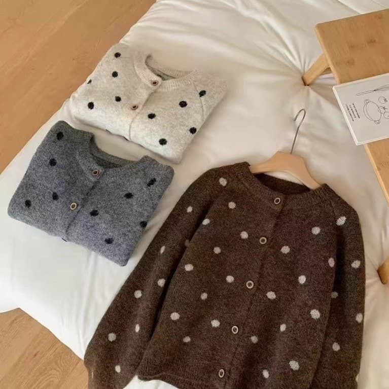 SẴN [BIGSIZE XL-4XL] Áo Khoác Cardigan Bigsize Nữ Len Dệt Kim Màu Kem Nâu Xám Thiết Kế Dễ Thương