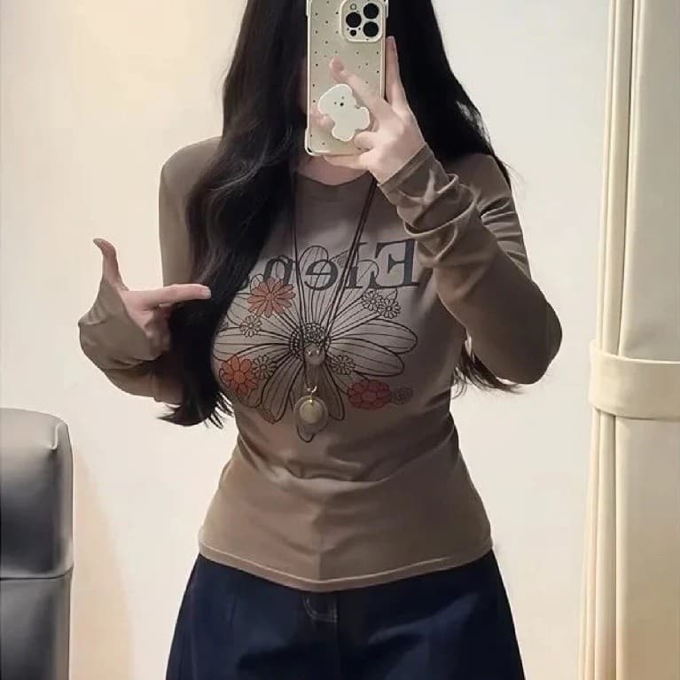 [BIGSIZE L-4XL]Áo Thun Giấy Bigsize Nữ Màu Nâu Trendy Hoạ Tiết In Hình Cá Tính Phong Cách 2026