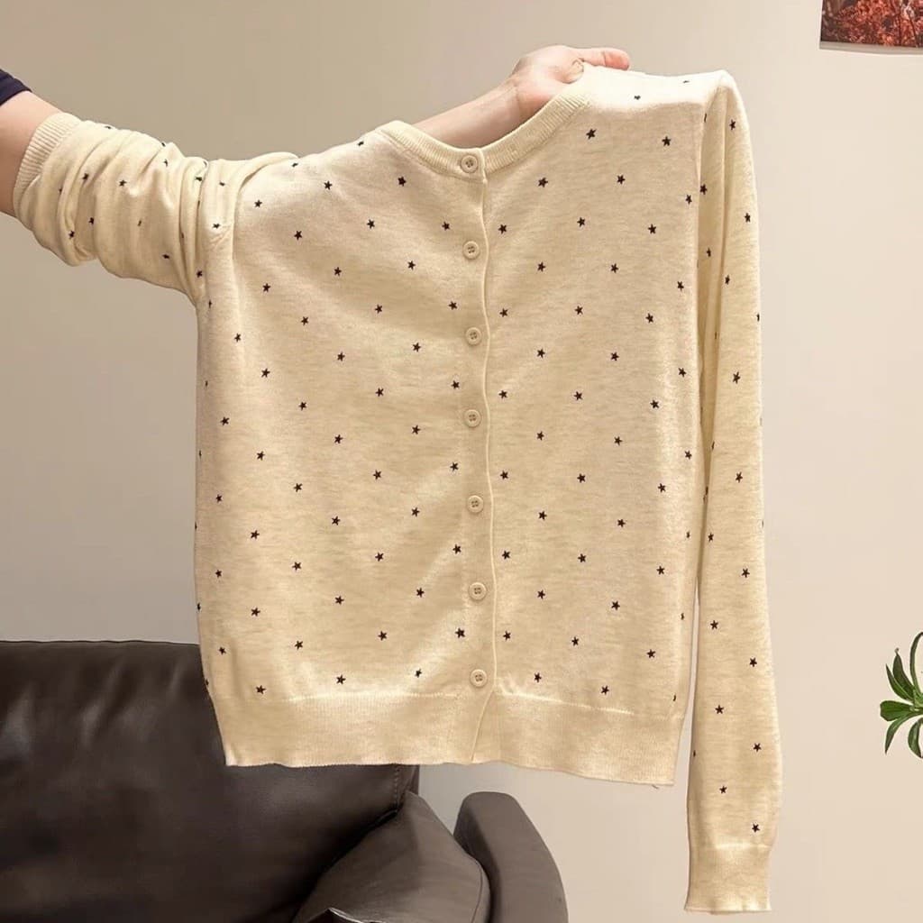 [BIGSIZE L-4XL] Áo Cardigan Bigsize Nữ Len Dệt Kim Dài Tay Màu Vàng Nhạt Cổ Tròn Họạ Tiết Dễ Thương 2026