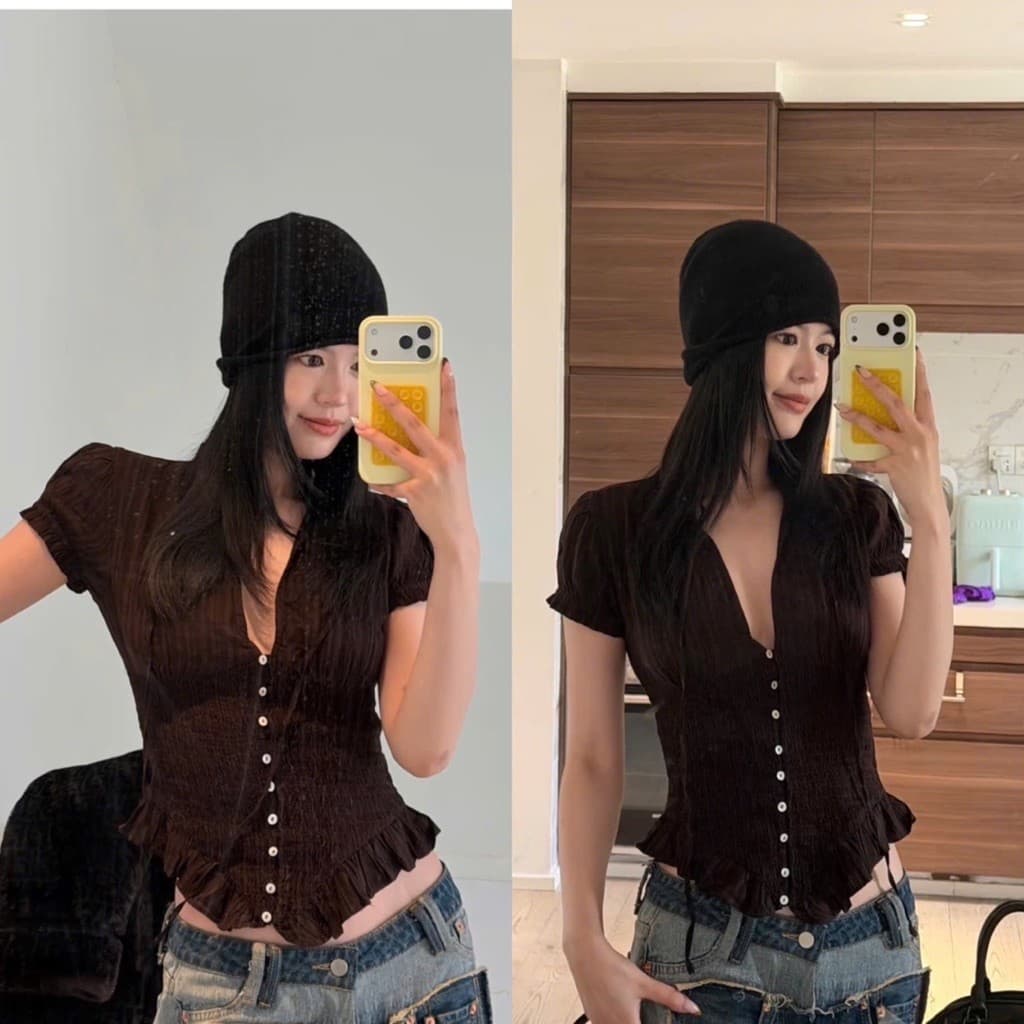 [BIGSIZE L-4XL] Áo Kiểu Bigsize Nữ Tay Sát Nách Cổ Xẻ Sâu Cài Nút Dáng Ôm Xoè Đuôi Tôn Dáng
