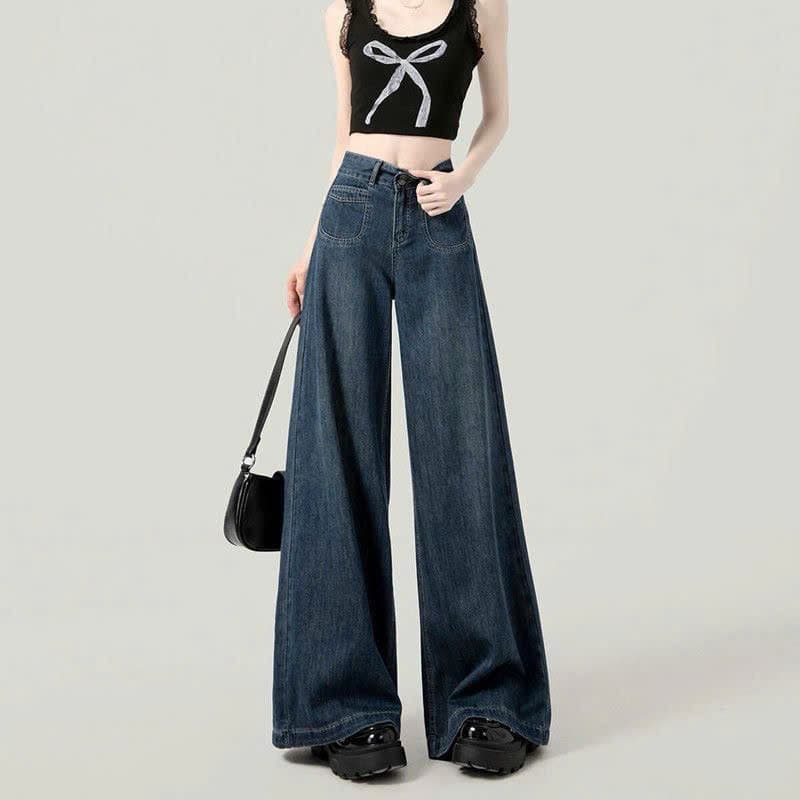 SẴN [Bigsize XL-4XL] Quần Jeans Bigsize Nữ Ống Rộng Đáy Cao Basis đi học đi làm 2025