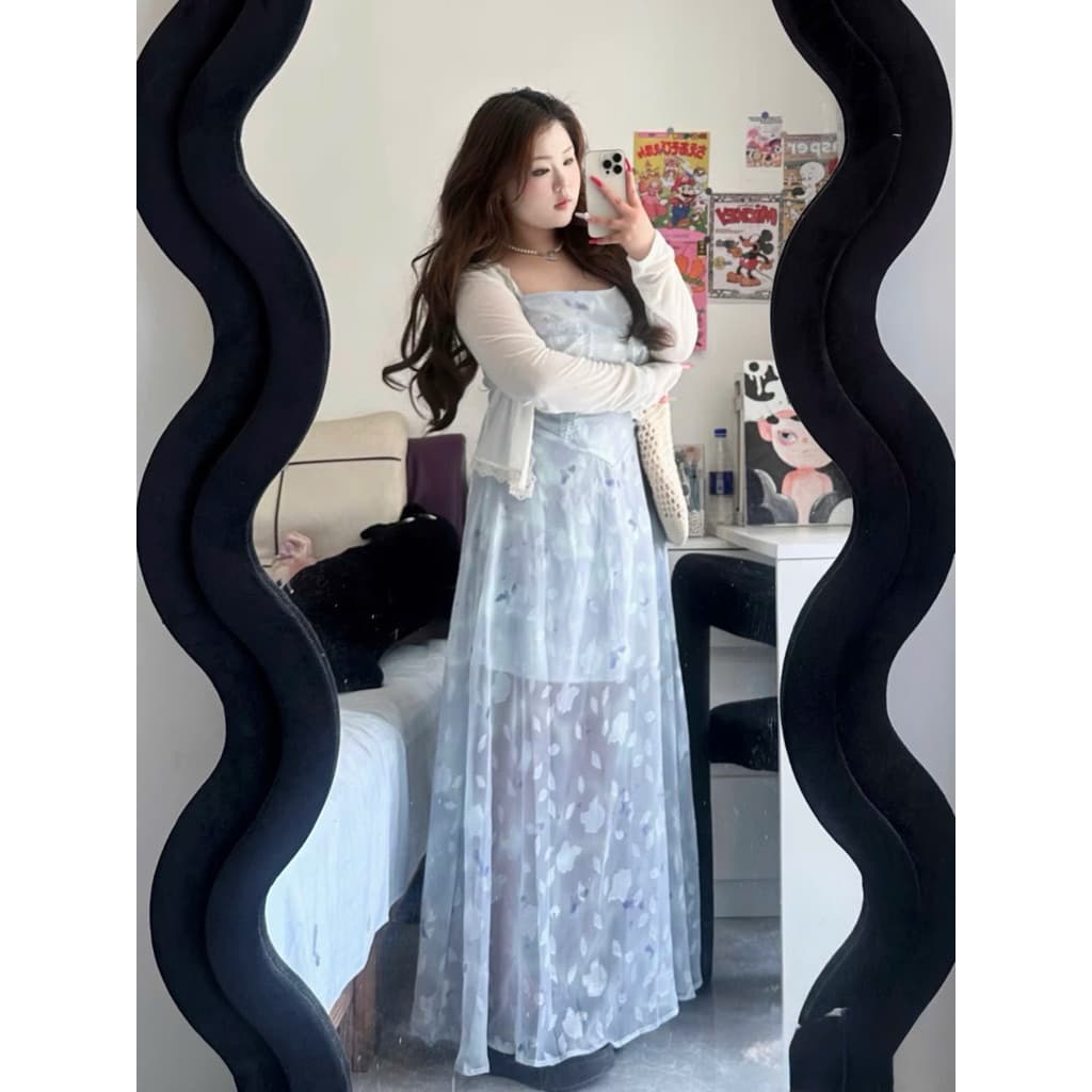 SẴN [BIGSIZE L-4XL] ĐẦM MAXI BIGSIZE NỮ 2 DÂY XANH NHẠT HOẠ TIẾT HOA NÀNG THƠ ĐI BIỂN HÈ 2025