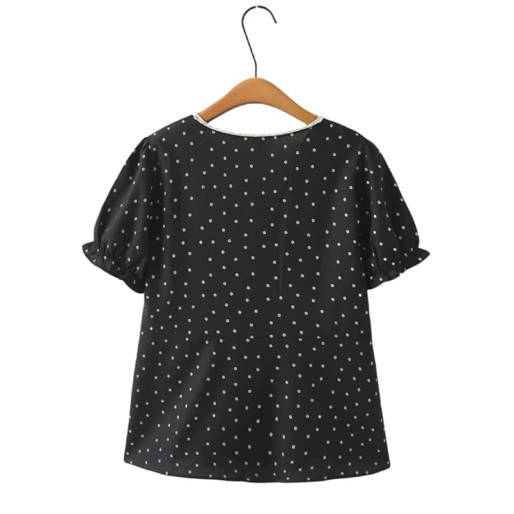 SẴN [BIGSIZE L - 5XL] ÁO CHẤM BI PHỐI REN BIGSIZE CỔ CHỮ V FORM RỘNG GIẤU DÁNG CỰC XINH