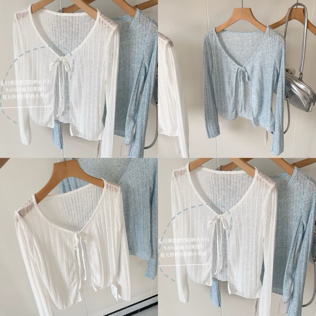 SẴN[BIGSIZE 2XL-4XL] Áo Khoác Cardigan Bigsize Nữ Tay Dài Cột Dây Màu Trắng Xanh Kiểu Dáng Basic Dễ Phối Đồ
