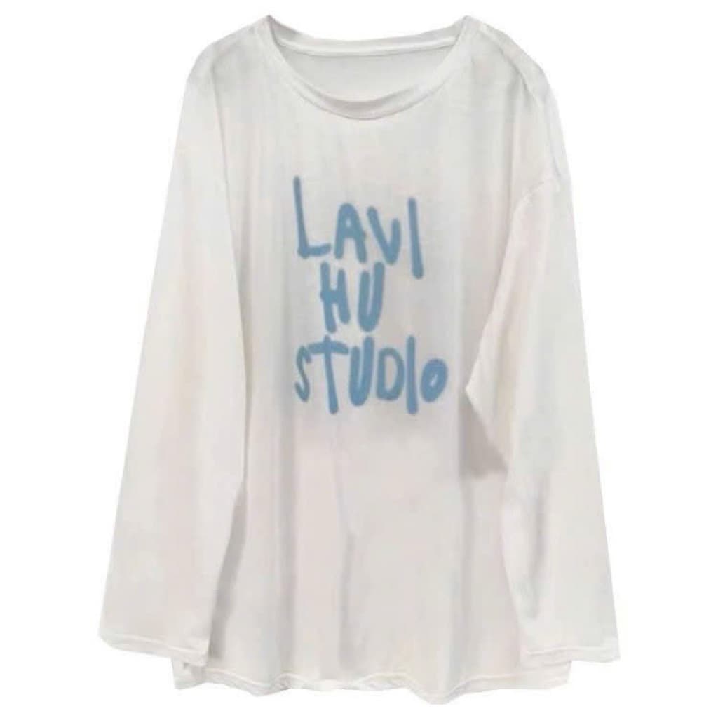 SẴN [BIGSIZE L-4XL] Áo Thun Mỏng Bigsize Nữ Dài Tay  Dáng Rộng Lệch Vai Màu Trắng In Chữ Phong Cách Hottrend 2026