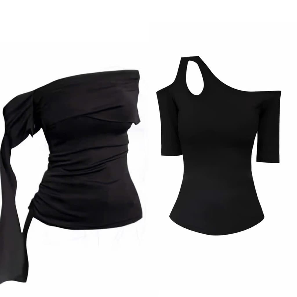 SẴN 2XL [BIGSIZE L-4XL] Áo Kiểu Bigsize Nữ Ôm Body Màu Đen Tôn Dáng Lệch Vai Cá Tính Quyến Rũ