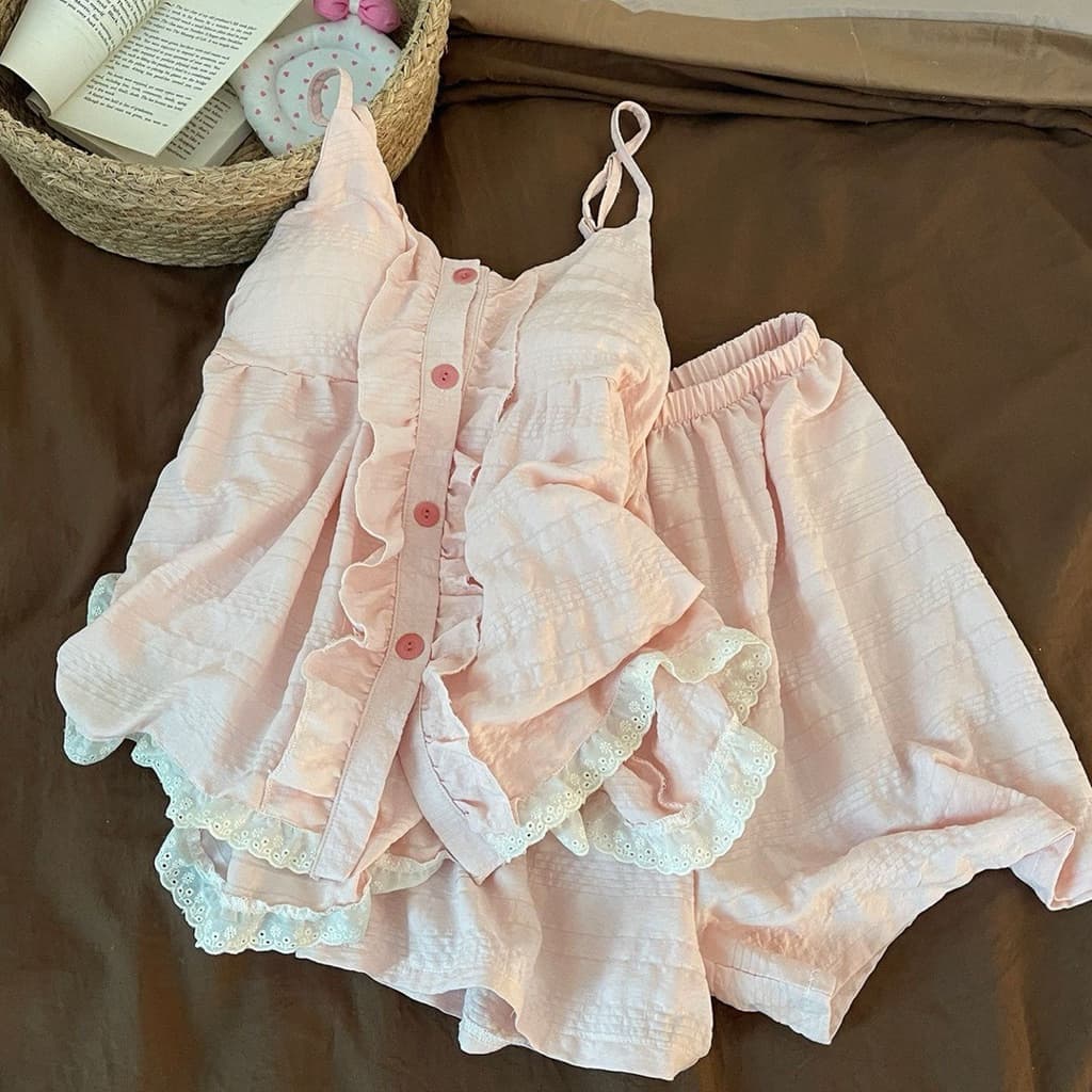 SẴN [BIGSIZE XL-6XL] Set Đồ Ngủ Bigsize Nữ Áo Hai Dây Quần Đùi Phong Cách Tiểu Thư Sang Chảnh