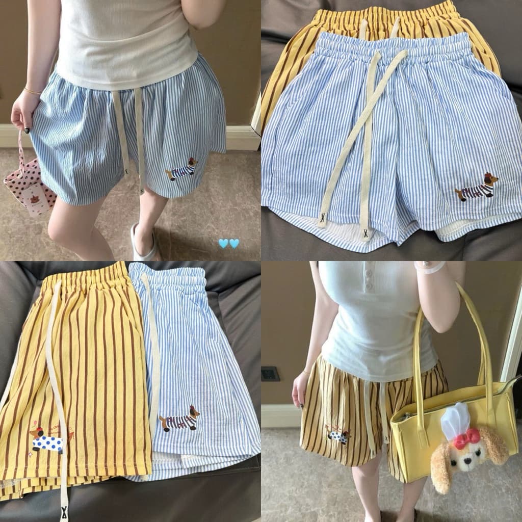 [BIGSIZE XL-6XL] Quần Short Bigsize Nữ Kẻ Sọc Hoạ Tiết Hoạt Hình Dễ Thương Thoáng Mát Đi Biển Đi Ngủ