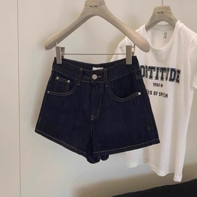 SẴN [BIGSIZE L-4XL] Quần Short Bigsize Nữ Màu Xanh Than Thiết Kế Chỉ Nổi Tôn Dáng Cá Tính
