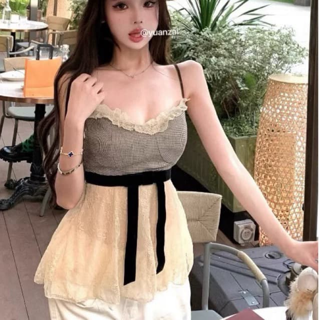 SẴN 23XL [BIGSIZE L-4XL] Áo Hai Dây Bigsize Nữ Thiết Kế Cúp Ngực Phối Ren Sang Chảnh