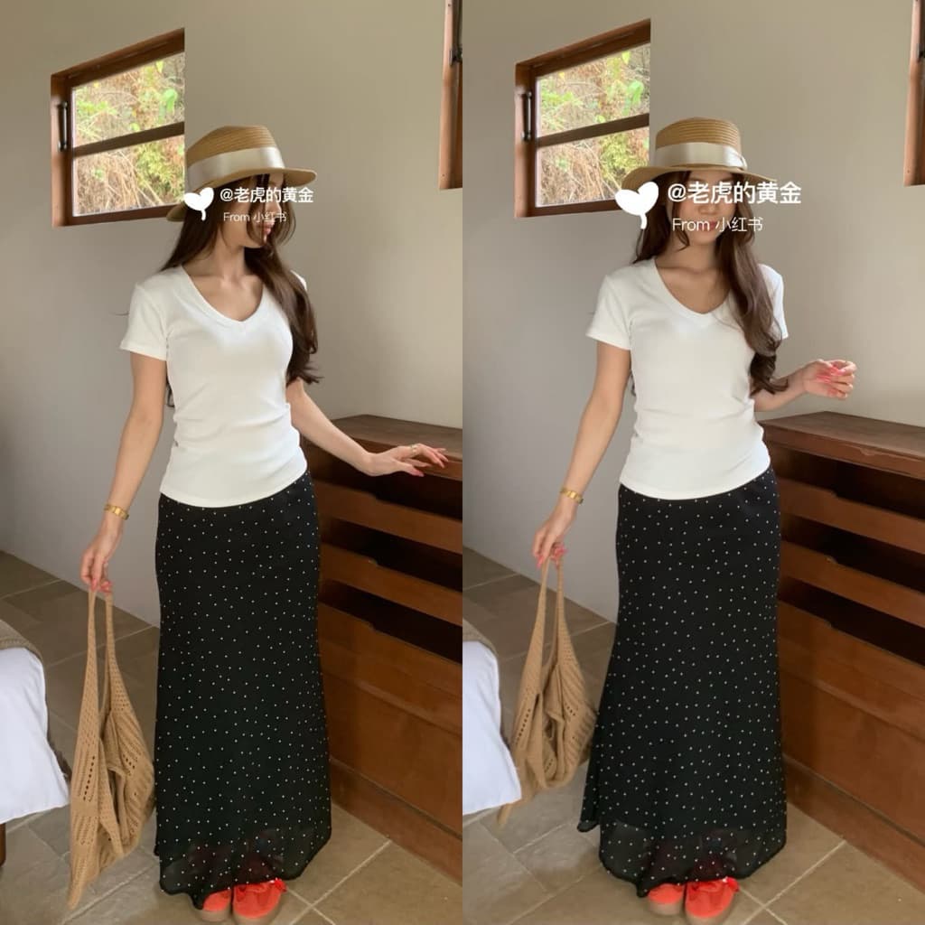SẴN [BIGSIZE L-4XL] Chân Váy Voan Dài Bigsize Nữ Dáng Chữ A Hoạ Tiết Chấm Bi Hai Lớp