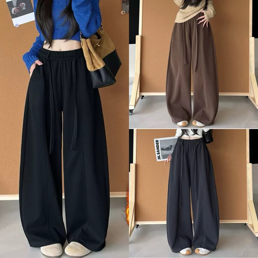 [BIGSIZE L-4XL] Quần Nỉ Bigsize Nữ  Loại 1 Dáng Dài Ống Rộng Form Cong Màu Đen Nâu Xám