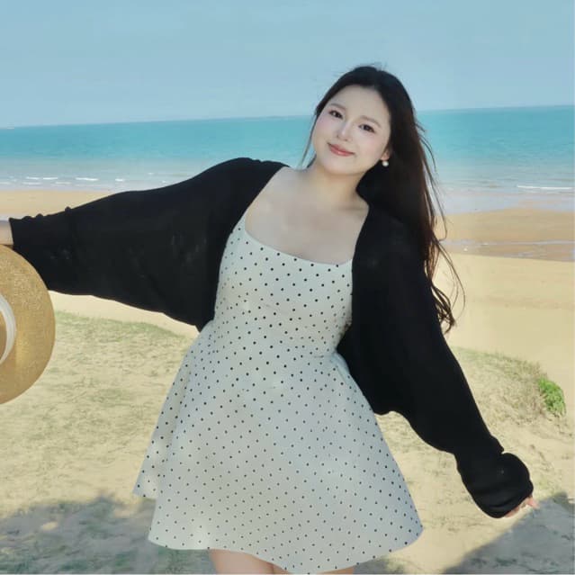 [BIGSIZE L - 4XL] Set Đầm Hai Dây Chấm Bi Nữ Bigsize Trắng Đen Dáng Xòe Thời Thượng Thanh Lịch