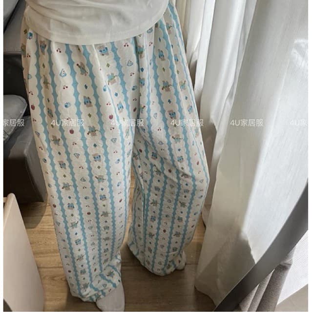 [BIGSIZE L-4XL] Quần Dài Bi/gsize Nữ Chất Mỏng Nhẹ Dáng Suông Rộng Cạp Chun Họa Tiết Sọc Hình Nhỏ Thu Đông 2026