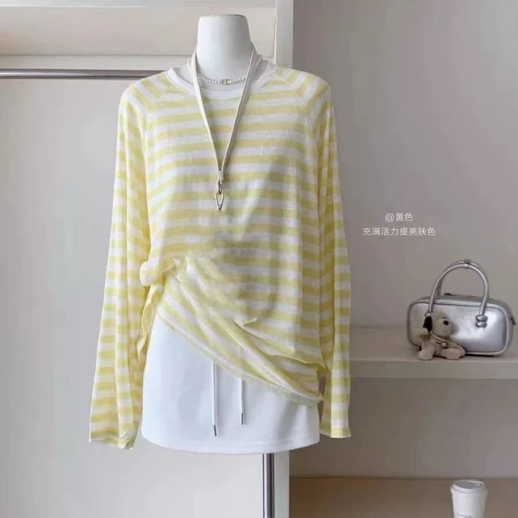 SẴN [BIGSIZE L-4XL] Áo Thun Nữ Bigsize Dài Tay Kẻ Sọc Ngang Nhiều Màu Form Rộng Basic Hottrend 2025