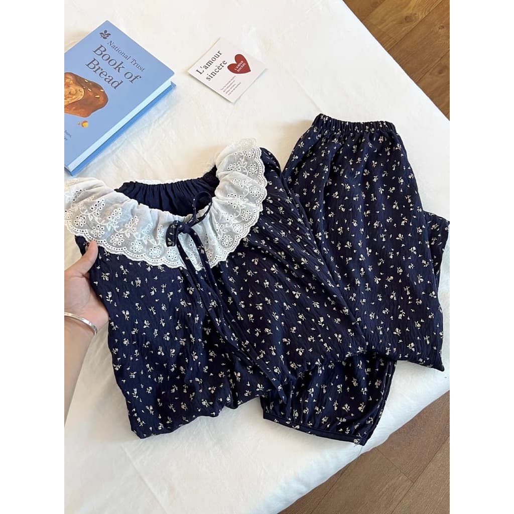 [BIGSIZE XL-7XL] Bộ Đồ Ngủ Pijama Bigsize Nữ Màu Xanh Dài Tay Quần Dài Thoải Mái Phong Cách Dễ Thương Ngọt Ngào