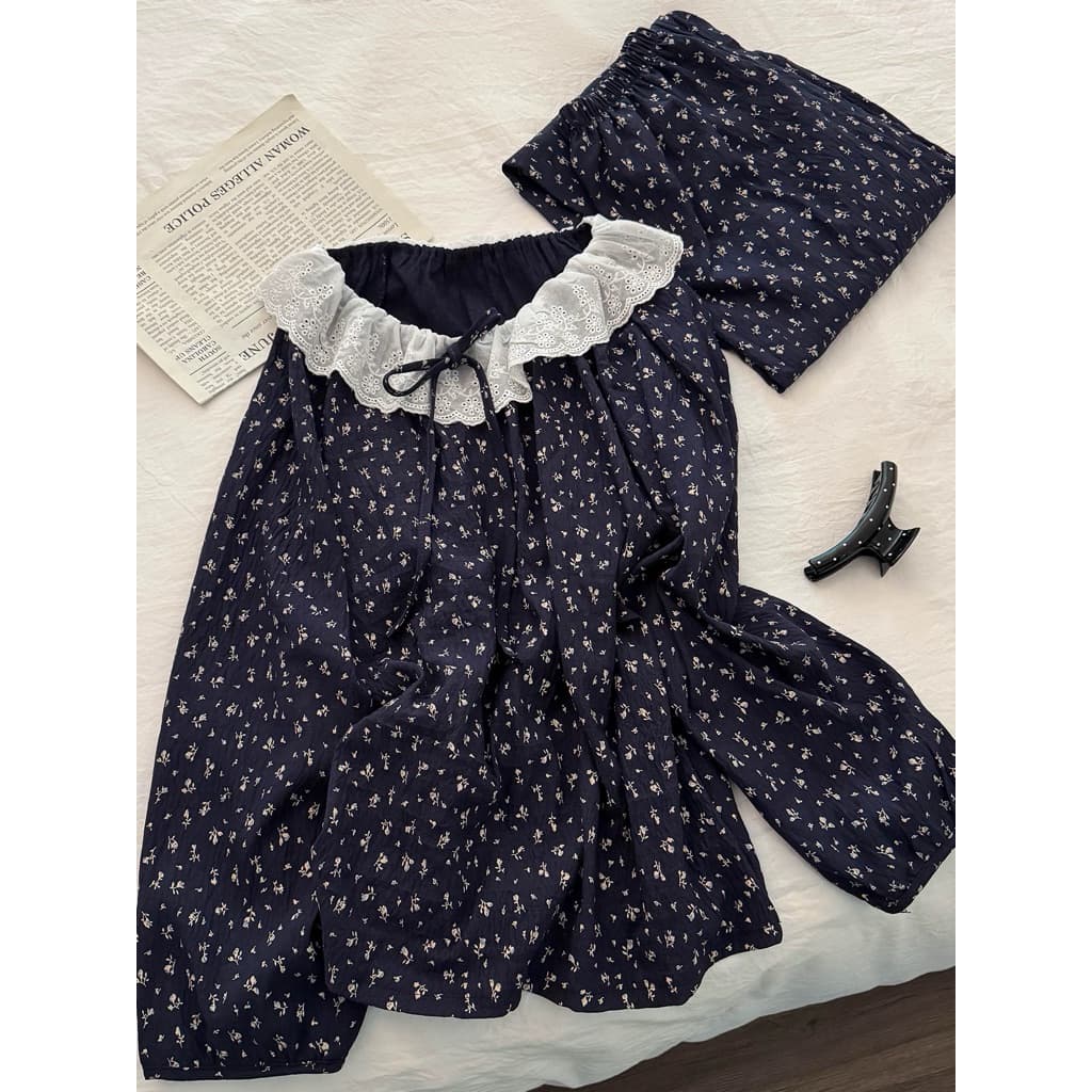 SẴN [BIGSIZE XL-7XL] Bộ Đồ Ngủ Pijama Bigsize Nữ Màu Xanh Dài Tay Quần Dài Thoải Mái Phong Cách Dễ Thương Ngọt Ngào