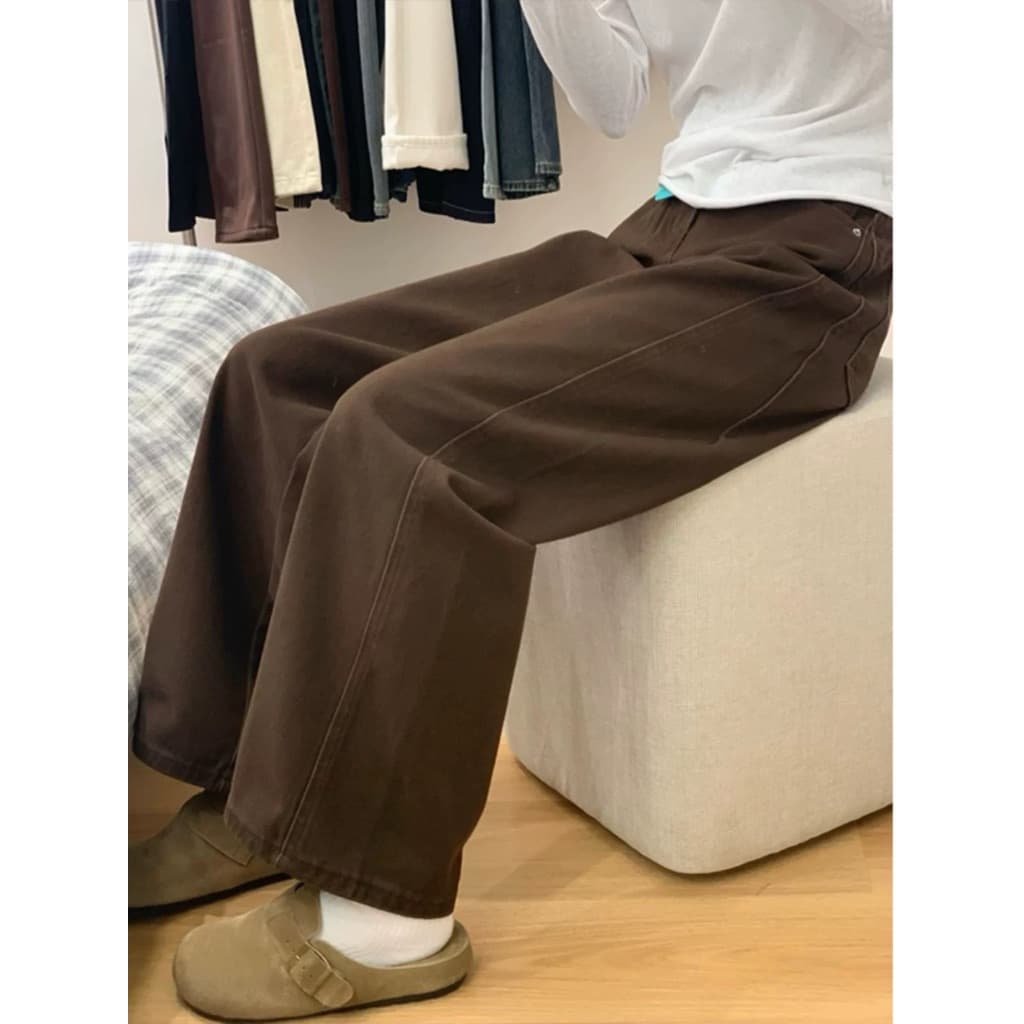 [BIGSIZE XL-5XL] Quần Jeans Bigsize Nữ Màu Nâu Cà Phê Ống Rộng Nữ Thu Đông Phong Cách Mới Niche Cao Cấp