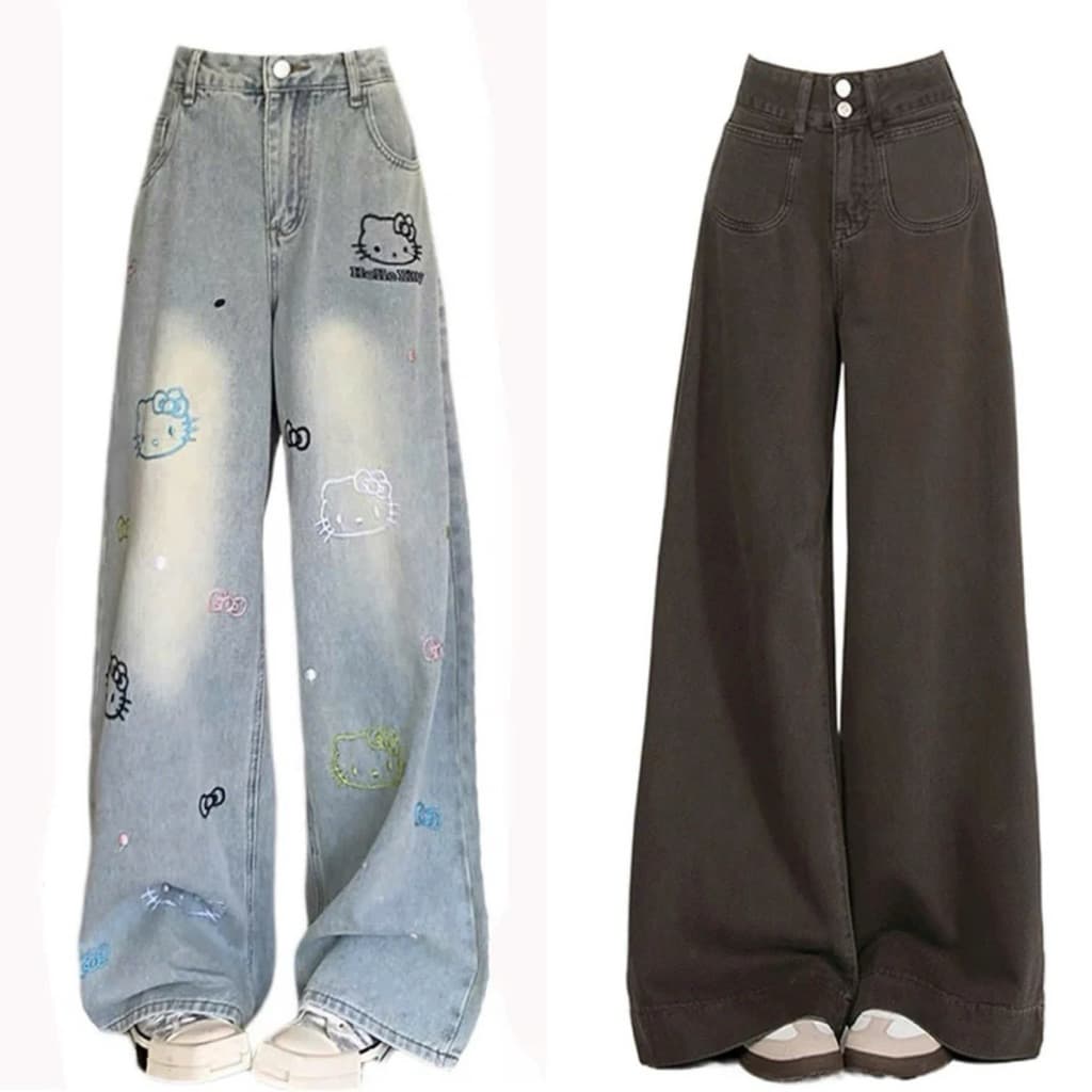 [Bigsize 85kg-120kg] Quần Jean Bigsize Nữ Màu Xanh Nâu Ống Rộng Trendy Hack Dáng Siêu Khéo