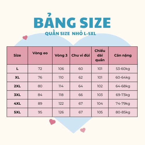 Bảng size