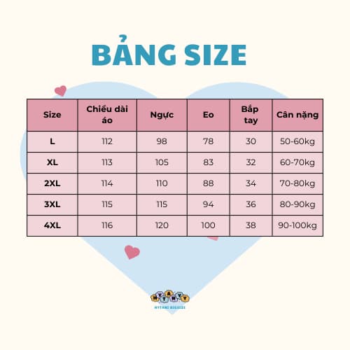 Bảng size