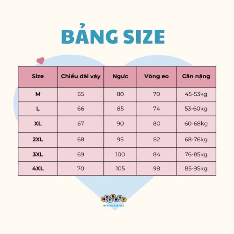Bảng size