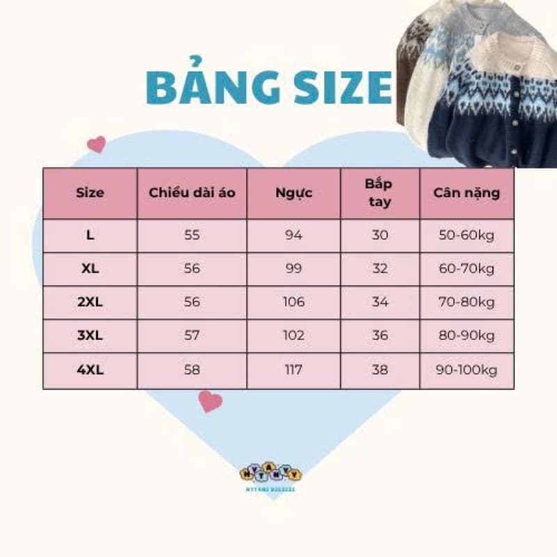 Bảng size
