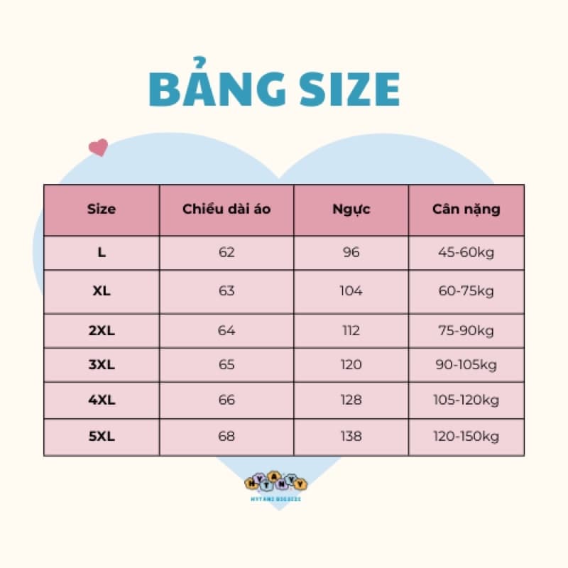 Bảng size