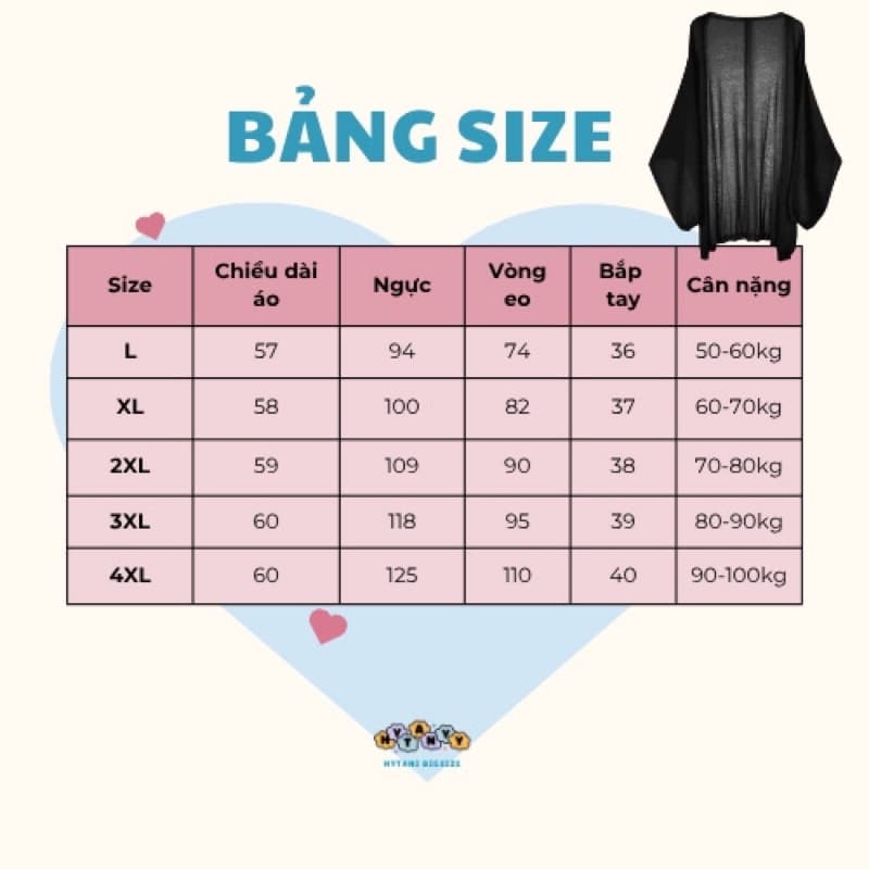 Bảng size